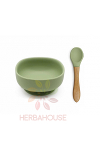 Obrázok pre Martons silikónová miska s prísavkou+ lyžička set Olive green