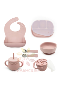 Obrázok pre Martons jedálenská sada silikónová s prísavkou 7-dielna (Rose pink) NEW
