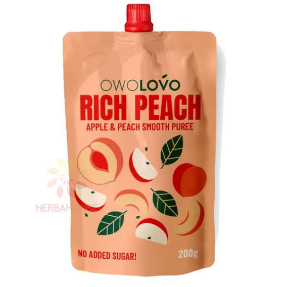 Obrázok pre Owolovo Ovocné pyré bez pridaného cukru - jablko, broskyňa (200g)