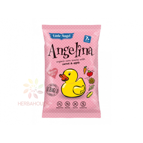 Obrázok pre ANGELINA-BIO KUKURIČNÝ SNACK CHIPS S MRKVOU A Jablkom 30G