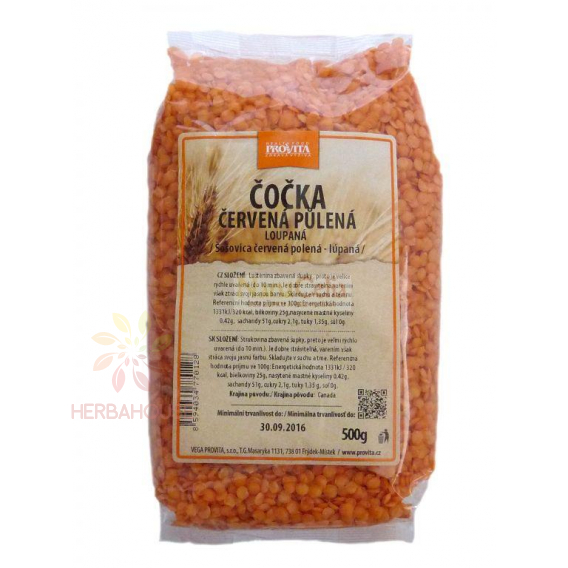 Obrázok pre Šošovica červená celá lúpaná 500g Provita