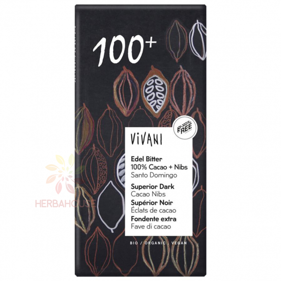 Obrázok pre Vivani Horká 100% s kúskami kakaa 80 g