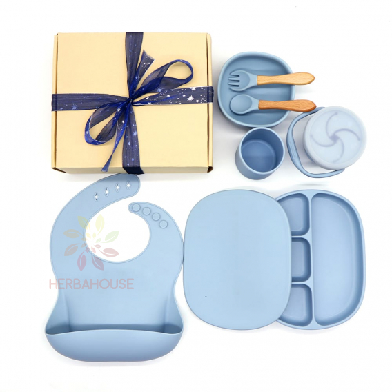 Obrázok pre Martons jedálenská sada silikónová 7-dielna (Light blue)