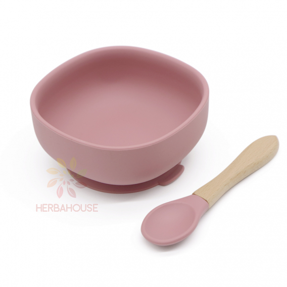 Obrázok pre Martons silikónová miska s prísavkou+ lyžička set Dark pink