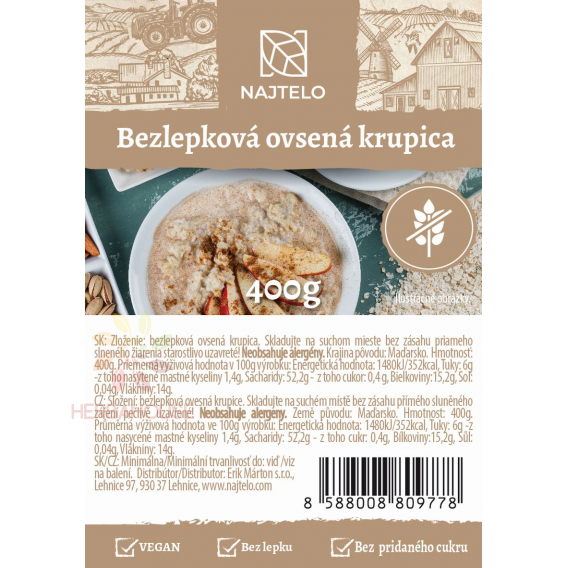 Obrázok pre Najtelo bezlepková ovsená krupica 400g