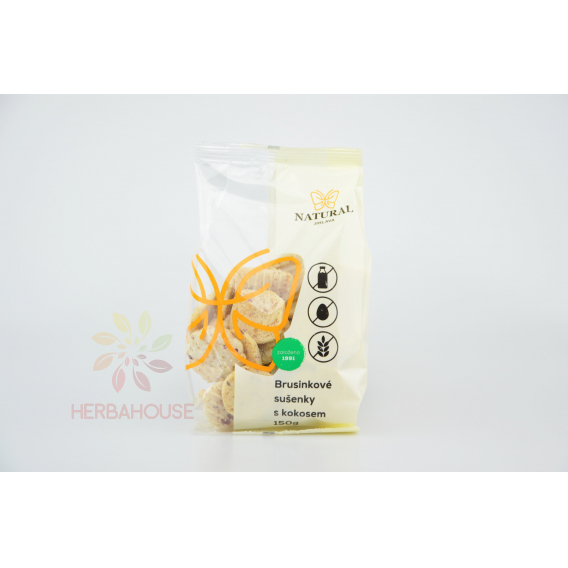 Obrázok pre Natural sušienky brusnicové s kokosom bez lepku, vajec a mlieka 150g