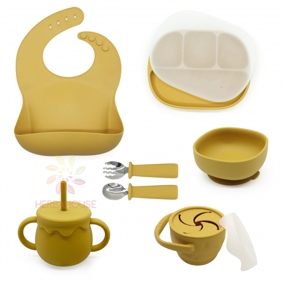 Obrázok pre Martons jedálenská sada silikónová s prísavkou 7-dielna (Mango) NEW