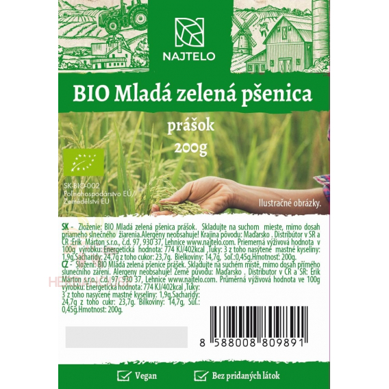 Obrázok pre Farmilion mladá zelená pšenica prášok BIO 200 g