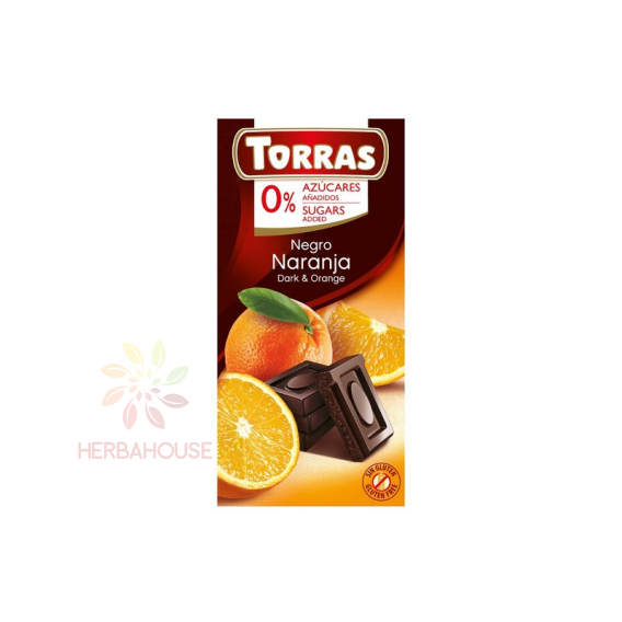 Obrázok pre Torras Bezlepková horká čokoláda s pomarančom bez pridaného cukru (75g)