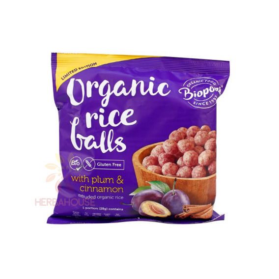 Obrázok pre Biopont Bio Extrudované ryžové guličky slivka a škorica (55g)