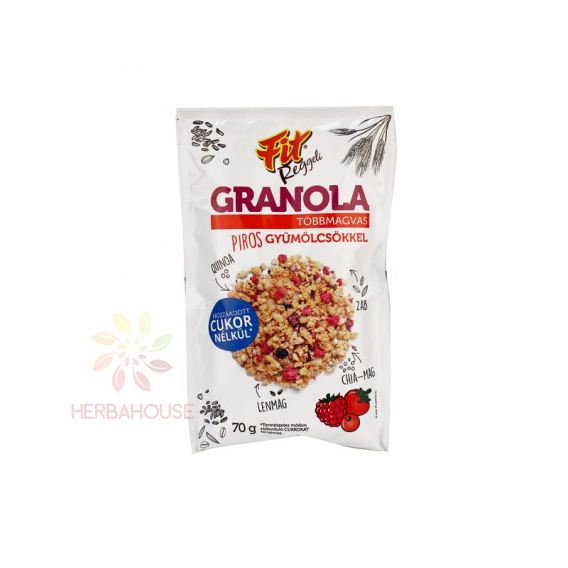 Obrázok pre Fit Granola viaczrnná s červeným ovocím bez pridaného cukru (70g)