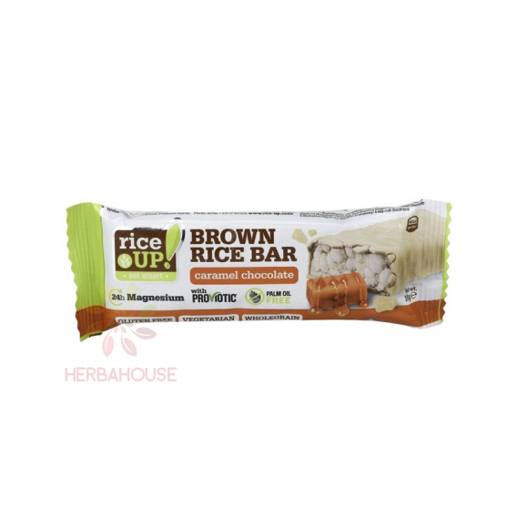 Obrázok pre Rice Up Bezlepková ryžová tyčinka s príchuťou karamelu v bielej čokoládovej poleve (18g)