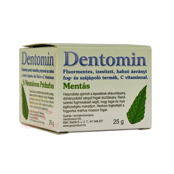 Obrázok pre Geoproduct Dentomin Prírodný minerálny zubný prášok s mätou bez fluóru (25g)